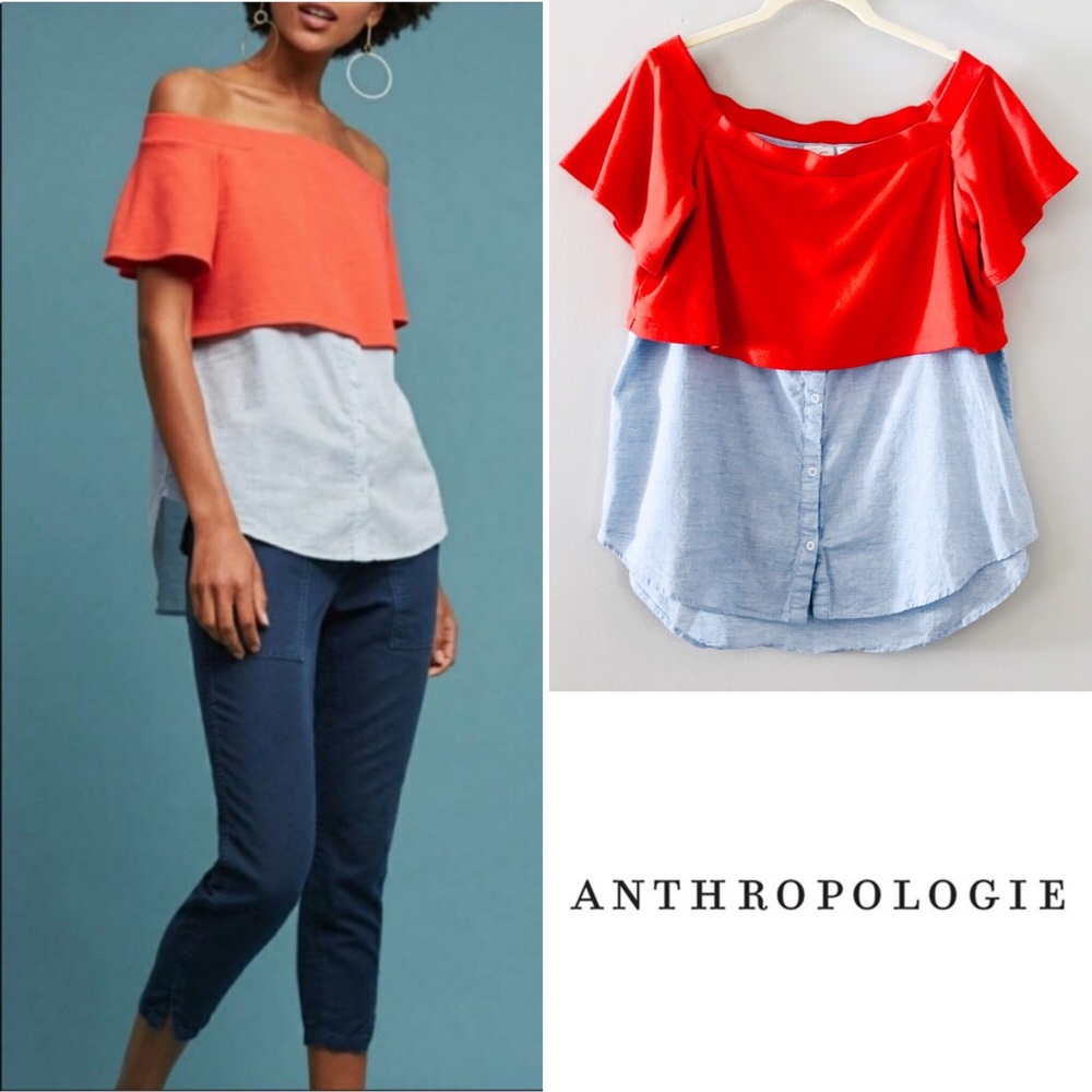 Anthro | Postmark Layered off the Shoulder Tunic